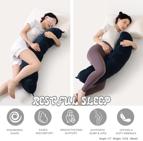 Peallow(Pat. Pend) – Long Round Body Pillow for Adults, Bolster Pillow for Sleeping, Soft and Supportive Pillow for Sleeping & Lumbar Support (Teal Blue,39") - Image 5