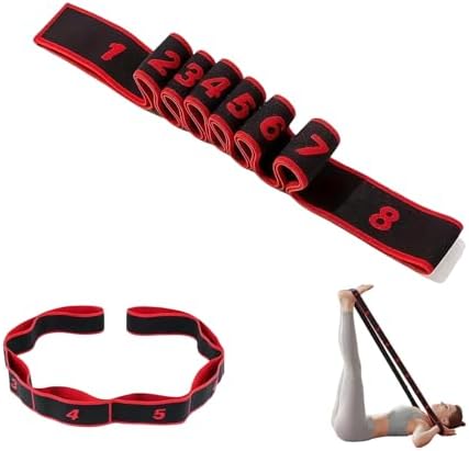 Fitness Resistance Band for Stretching and Yoga, 8-Section Elastic Stretch Strap with Numbered Markings, Adjustable Training Band for Pilates, Flexibility, Home Gym Workout by Unknown