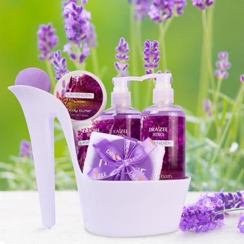 Draizee Heel Shoe Spa Gift Basket for Women, 8 Pc Lavender Scented - Image 2