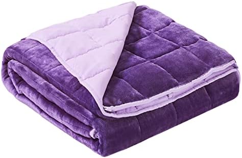 Satwip Purple Weighted Blanket 15 Pounds, Fuzzy Warm Flannel Throw Blanket with Soft Breathable Sanded, 48 x 72 inches, Purple by Satwip