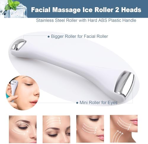 Mini Eye Ice Roller for Eye Puffiness - Facial Ice Roller and Mini Eye Roller 2 in 1 - Eye Massager for Migraine Relief Tighten Pores Under-Eye Pain Relief - Reduce Wrinkle Puffy for Face Arms (White) - Image 6