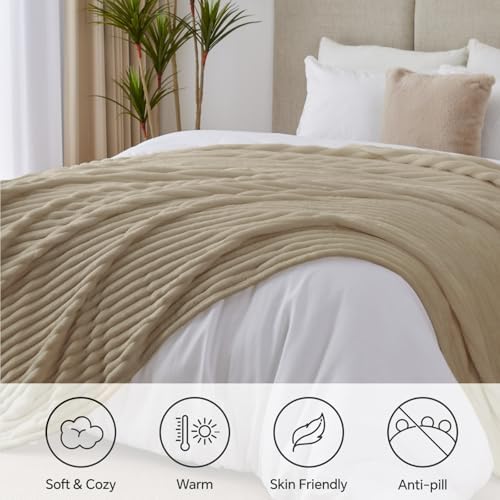 BEDELITE Ribbe Blankets Queen Size for Bed, Linen, 90"x90" - Image 2