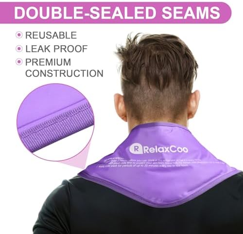 RelaxCoo Neck Ice Pack Wrap, Reusable Gel Ice Pack for Neck Shoulders, Cold Compress Therapy for Pain Relief, Injuries, Swelling, Bruises, Sprains, Inflammation and Cervical Surgery Recovery Purple-2 - Image 4