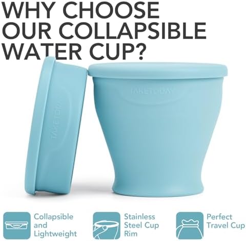 TakeToday Collapsible Cup 8 oz 2-Pack for Travel, Blue & Peach - Image 3