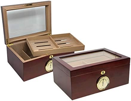 Prestige Import Group - Berkeley Glass Top Humidor - Capacity: Up to 100 - Color: Cherry by PrestigeImportGroup