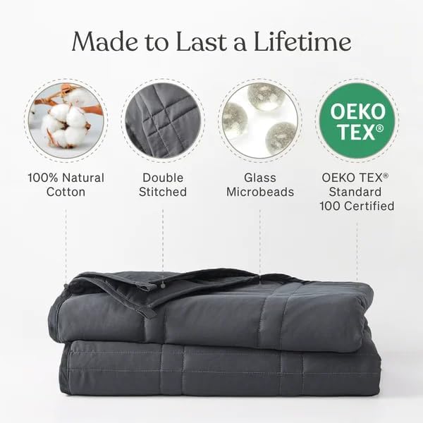 Baloo Weighted Blanket for Adults 12 lb Throw (Midnight, 42"x72") - Image 3