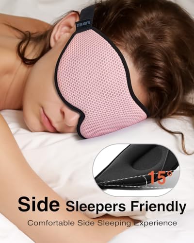 MABAO Sleep Mask for Side Sleeper, Eye Mask for Sleeping Women Men, Pink - Image 2