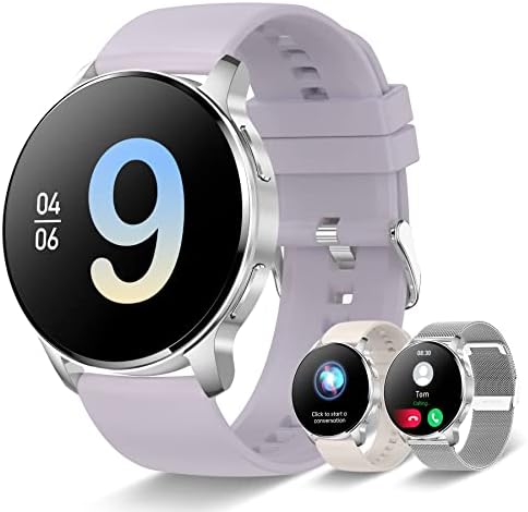 Smart Watch for Women (Answer/Make Call), Fitness Tracker for Android and iOS Phones Waterproof Smartwatch with 1.32" HD Full Touch Screen AI Voice Control Heart Rate Sleep Monitor Pedometer, Silver by Iaret