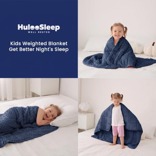 Huloo Sleep Kids Weighted Blanket Twin 5lbs (36"×48",Navy Blue) Breathable Soft Minky Weighted Throw Blanket for All Season,Heavy Blanket with Premium Glass Beads - Image 5