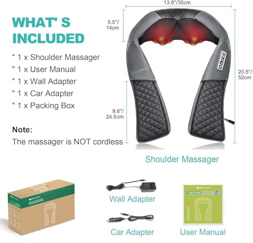 Medcursor Neck Massager - Portable Electric Shiatsu Back Massage Device with Heat, Deep Tissue 3D Kneading Pillow for Muscle Pain Relief, Valentines Day Gifts - Includes Carry Bag (No Battery) - Image 6