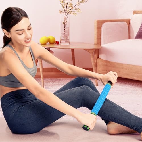 YANSYI Professional 9-Roller Deep Tissue Massage Stick - Portable Muscle Recovery Roller for Athletes, Relieves Post-Workout Soreness & Leg/Back Pain - Portable Physio Tool (Blue 2) - Image 7