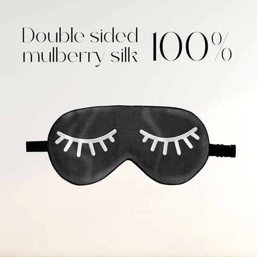 ZIMASILK 100% Natural Silk Sleep Mask Blindfold,Adjustable Super-Smooth Soft Eye Mask for Sleep with Bag(Eyelashes) - Image 3
