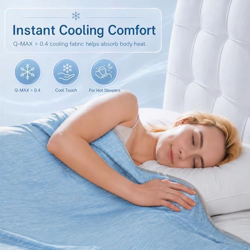 Twin XL Size Cooling Blanket for Hot Sleepers - Lightweight Breathable Cool Cold Blanket - Keep Cool for Night Sweats, Soft Thin Ice Blankets for Bed Couch Sofa, (Light Blue, 60"x90") - Image 5