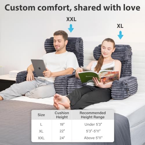 ENITYA 24" XXL Back Pillow for Bed Sitting Up with Armrests & Big Pockets - Image 6