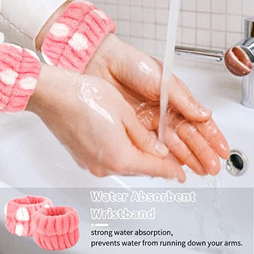 WHAVEL 6PCS Spa Headband and Wristbands Set, Face Wash Headband Wrist Bands for Washing Face Makeup Skincare Hair Band Skin Care Accessories Tools - Image 3