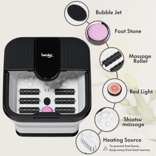 Beinilai Collapsible Foot Spa, Foot Bath with Heat/Massage/Bubble (Black) - Image 2