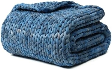 YnM Weighted Blanket, Handmade Chunky Knitted Design, Soft and Cozy, Temperature Regulating and Breathable, Machine Washable Throw for Sleep or Home Decor (White, 60x80 Inch, 20lbs) by YNM
