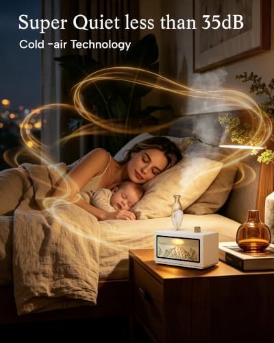 Waterless Oil Diffuser, Snowy Mountains Style, 3 Color Light with Bulb - Image 3