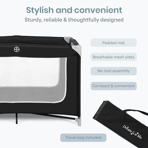 Dream On Me Zodiak Portable Playard, Compact for Travel, Carry Bag, Black - Image 5