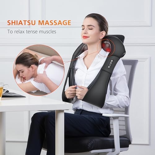 Snailax Shiatsu Neck Massager with Heat, Shoulder & Back Massager for Pain - Image 2