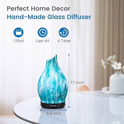 Glass Essential Oil Diffuser for Home, 120ML, 7 Color Lights - Image 3