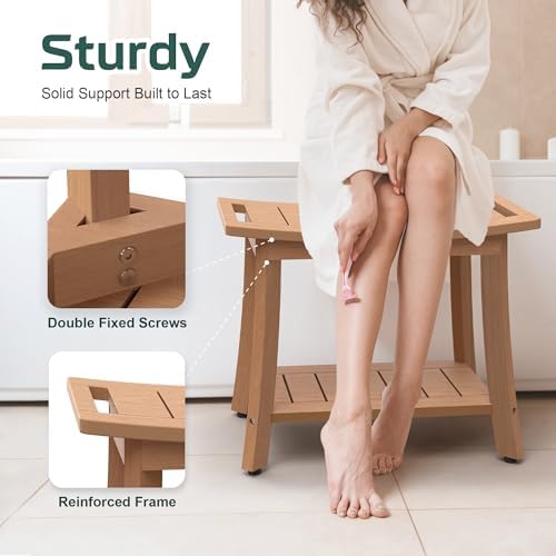 Waterproof HIPS Shower Bench for Inside Shower, Shower Stool, Brown - Image 5
