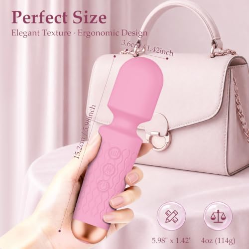 Upgraded Cordless Rechargeable Handheld Massager, 20 Modes 8 Speeds, Premium Silicone Rose Pink Small Mini Massager Tool Device for Stress Away, Hand Held Massage to Relax Full Body Muscle On-the-Go - Image 6