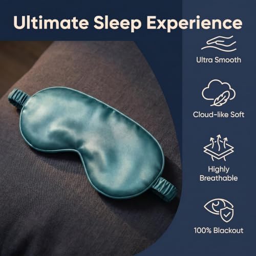 [1 Pack] QSYW Sleep Masks, Satin Eye Mask for Sleeping - Silky Eye Masks Bulk with Storage Bag & Elastic Strap,Green - Image 5