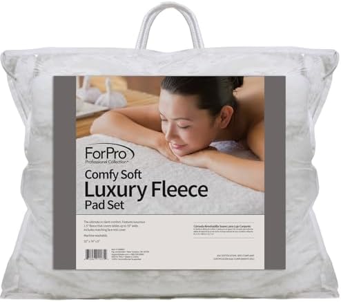 ForPro Professional Collection Comfy Soft Luxury Fleece Massage Pad Set, Extra Soft, Hypoallergenic, for Massage Tables, Includes Massage Table Pad and Face Rest Cover, 33” W x 74” L x 5” D - Image 2