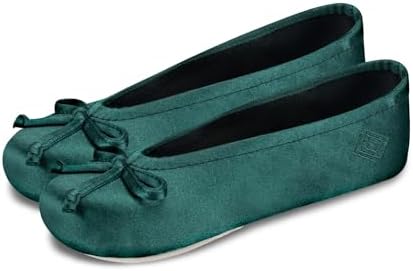 Isotoner Women's Satin Ballerina Slippers with Classic Ribbon Bow and Suede Sole - Image 3