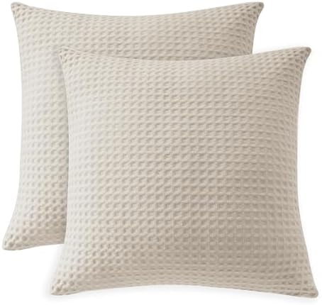 100% Egyptian Cotton 600 TC Waffle Weave Throw Pillow Covers 4 Pack by ZaizaiHome
