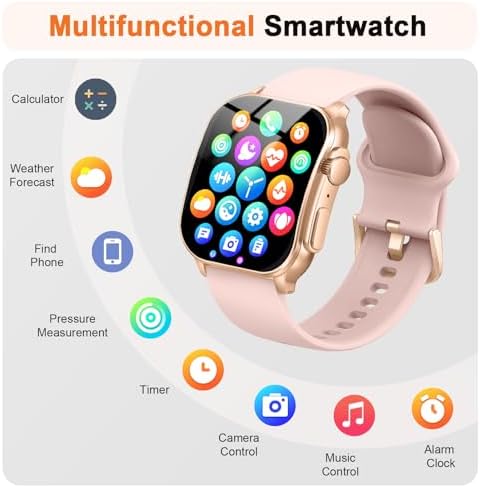 Smart Watch, 2.01" AMOLED Curved Touchscreen Fitness Watch for Women, IP68 Waterproof, 24/7 Heart Rate/Sleep Monitor, Fitness Tracker with Pedometer, 120+ Sports Modes, Smartwatch for Android iOS Pink - Image 5
