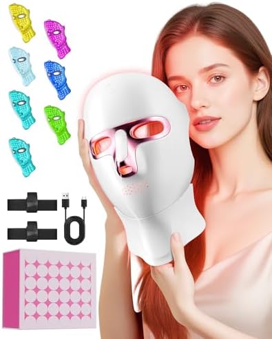 Red Light Therapy for Face- LED Light Therapy Mask Skin Care Mask,Cordless LED Face Mask face & Neck Red & Infrared Lights Masks Wavelength,USB C Rechargeable for Home Use Working Travel Yoga by FOLOKE