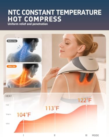 Cordless Neck and Shoulder Massager with Heat, 6D Shiatsu - Image 3
