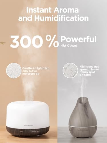 InnoGear 500ml Essential Oil Diffuser for Home Cool Mist Humidifier, Brown - Image 2