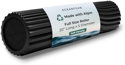 Oceanfoam Soft Tidal Roller (Black) - Low Density Foam Roller for Physical Therapy, Back Pain, Excercise & Stretching - Wave Textured - Yoga, Athletics, & Wellness - Full Size, 20" x 5" by Oceanfoam