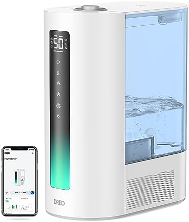 DREO 6L Humidifiers for Bedroom, Smart Warm & Cool Mist for Large Room, 60Hr Quiet Runtime for Baby, Plant, Humidity Sensor, Indicator Light, 12H Timer, Google/Alexa, Blue by DREO