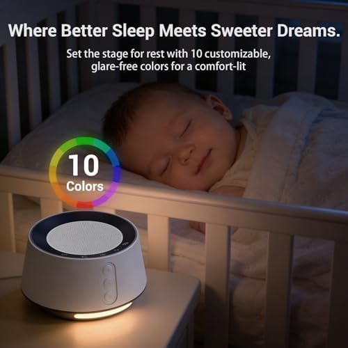 White Noise Machine with Night Light – 20 Soothing Sounds, 10 Color Lights, 5 Timer Settings & Memory Function, Portable Sleep Sound Machine for Baby Nursery, Kids & Adults, Pink - Image 3