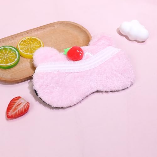 PERFECTSIGHT Sleep Eye Masks, Cute Plush Sleep Eye Cover Lightweight Adjustable Eyeshade Faux Fur Mask Cover for Women Men Kids Sleep Travel Nap, Bear Cake - Image 6