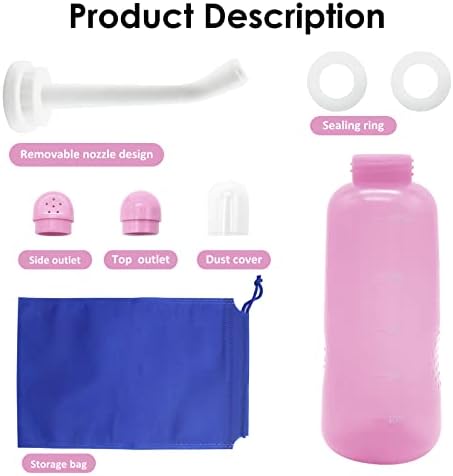 Peri Bottle Postpartum, RUFCRIL 500ml Bidet Bottle, Upside Down Peri Bottle, Boilable TPE, Travel Bag, for Perineal Care, Hemorrhoid Care, Feminine Cleansing & Baby (Pink) - Image 3