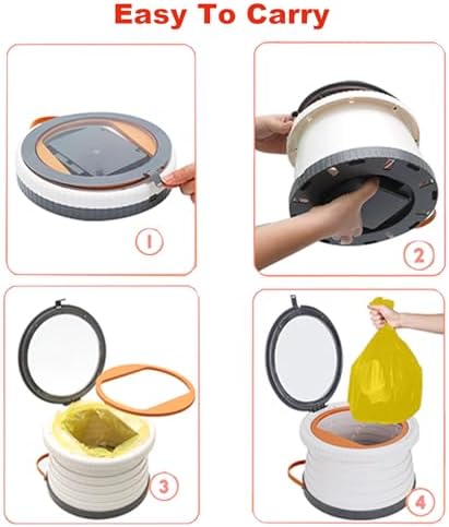 Portable, Foldable Potty seat for Toddler, Training Toilet Seat Emergency Toilet The Bottom Has the Function of Storing Garbage Bags for Car, Camping (Grey) - Image 3