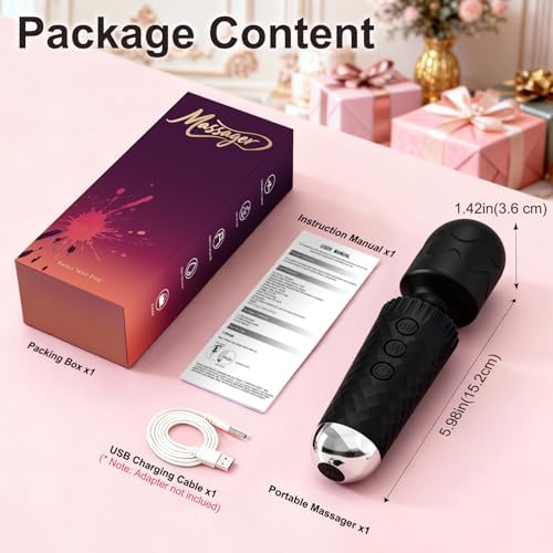 Upgraded Handheld Rose Black Mini Massager Tool for Muscle Relax, 20 Modes - Image 5
