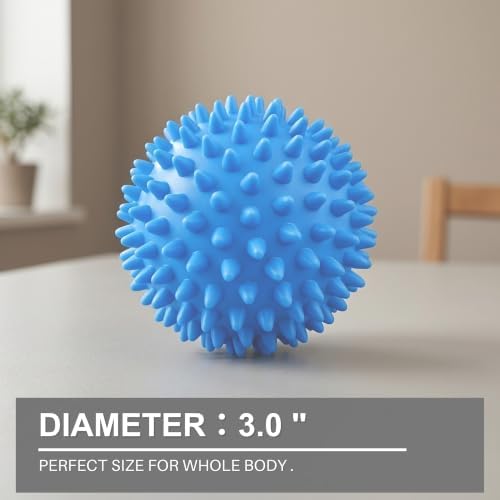 LEZER Spiky Massage Ball, Trigger Massage Point, Plantar Fasciitis, Deep Tissue Myofascial Release Tool, Foot Massager, Muscle Knot Relief, Physical Therapy, 3 in（Blue） - Image 2