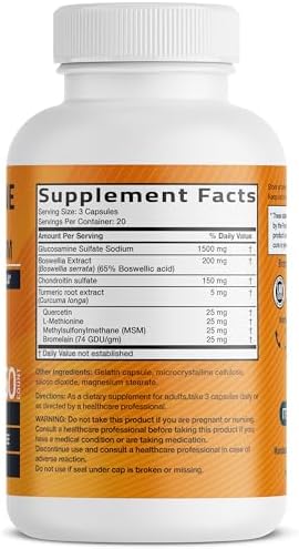 Bronson Glucosamine Chondroitin Turmeric & MSM Joint Support, 60 Capsules - Image 2