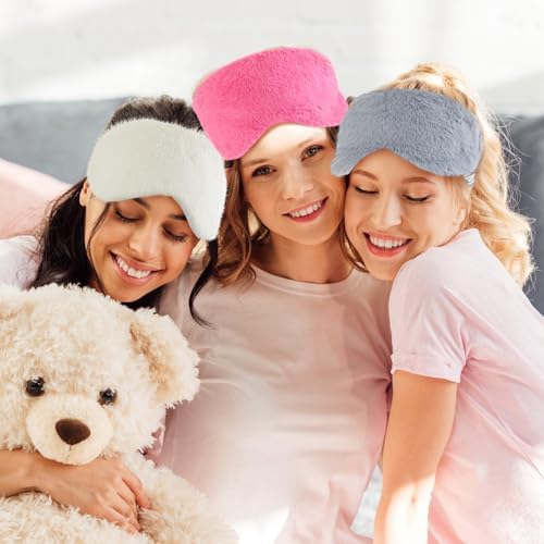 Cuffbow 6 Pack Fuzzy Sleep Masks Plush Eye Mask,Simplicity,Pure - Image 6