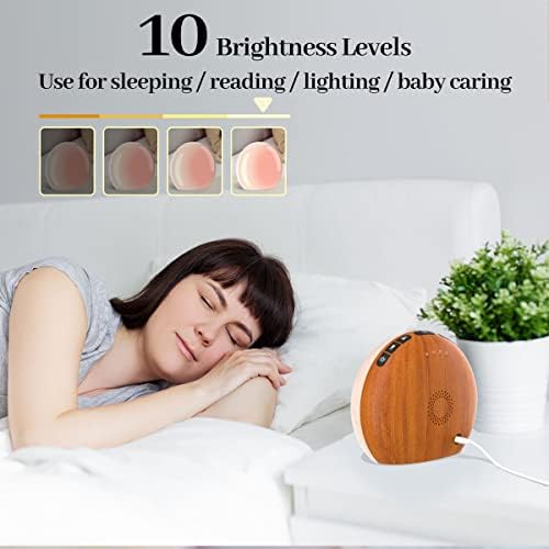 Meditation White Noise Sound Machine with 30 Soothing Sounds 12 Colors Night Light 10 Brightness Levels 32 Volume Level 4 Timers and Memory Function Sleep Machine for Baby Kids Adults (Wood Grain) - Image 4