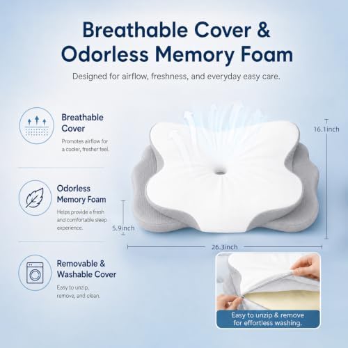 Cervical Neck Pillow for Pain Relief,Memory Foam Ergonomic Pillow - Image 7
