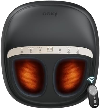 ibreo 4-in-1 Shiatsu Foot Massager with Heat, Deep Kneading, Air Compression, Vibration, FSA Eligible, HSA Eligible for Neuropathy, Plantar Fasciitis, Pain Relief, Gift for Women & Men Size Up to 14 by ibreo