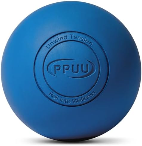 Massage Lacrosse Ball, 2.5 Inch Firm Solid Rubber Deep Tissue Ball for Myofascial Release, Plantar Fasciitis & Muscle Knot Relief, for Foot, Glutes, Shoulder Blades, Calves, 1 Count Blue by PPUUMassageLacrosseBall