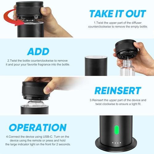 Waterless Scent Diffuser Starter Kit - Suitable for Home and Hotel Series Air Diffuser, 800 Square Inches of Coverage, 5 Kinds of Scented Essential Oils, Remote Control - Image 5